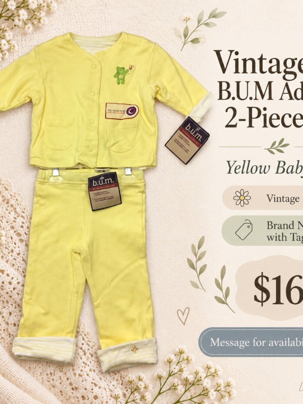 Vintage B.U.M Adriene 2-Piece Baby Set